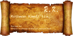 Rothman Kamélia névjegykártya